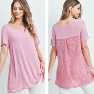 Pink Back Lace Top Lace